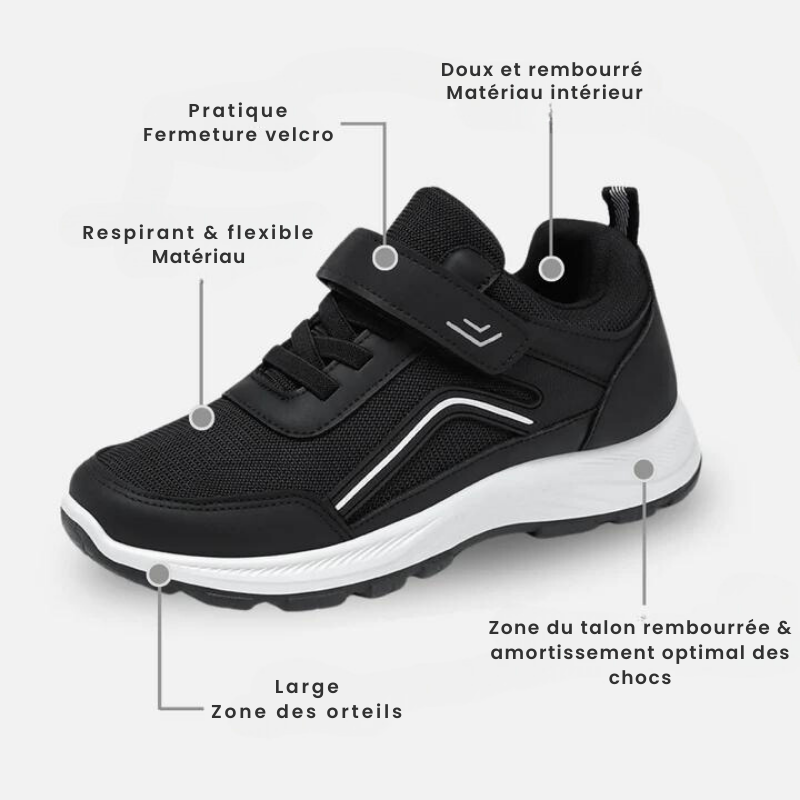 ORTHOSHOES Unity - Baskets ergonomiques à scratch avec une large zone pour les orteils et le talon