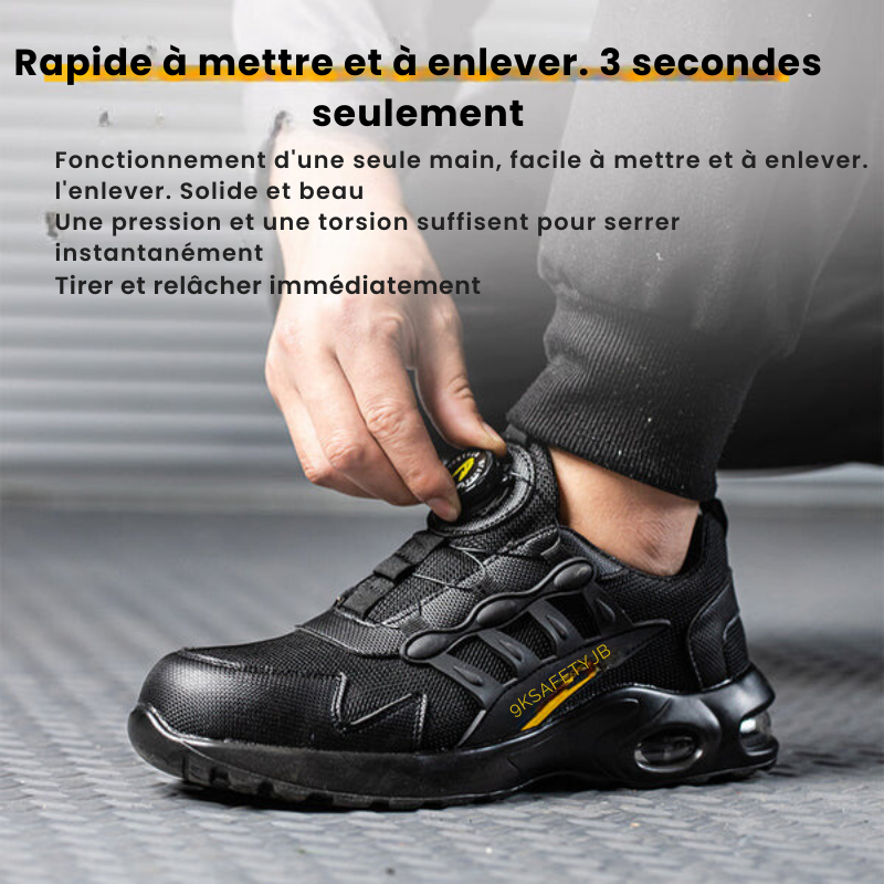 Chaussures de sécurité ultralégères et résistantes à l'usure avec boucle pivotante à embout en acier