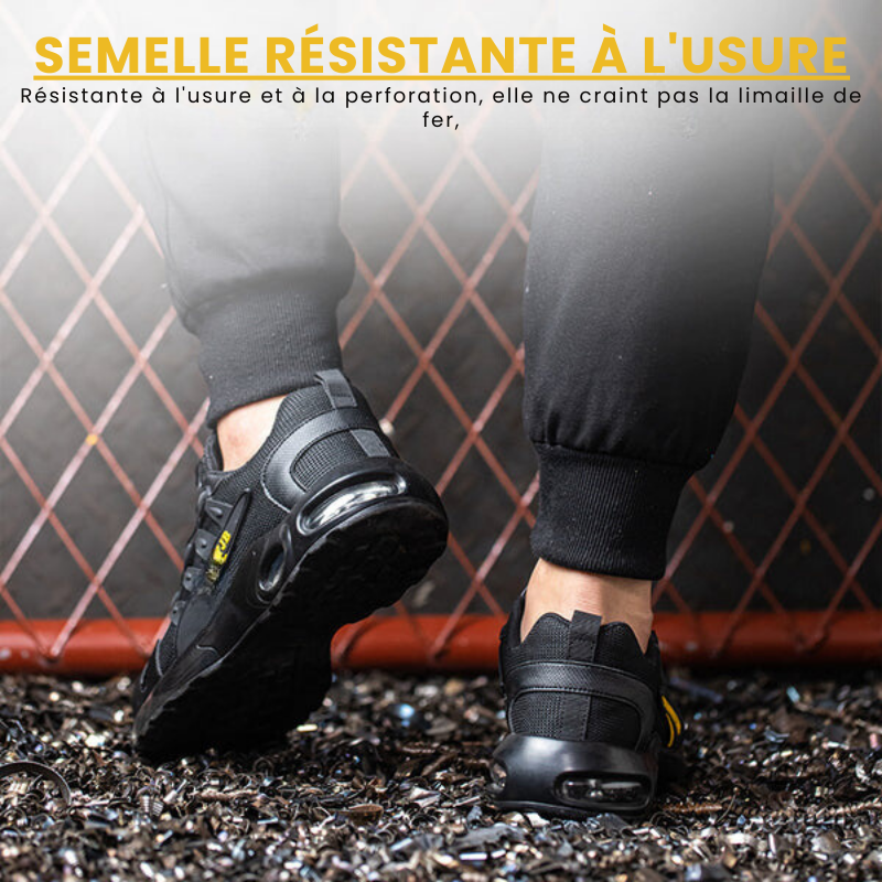 Chaussures de sécurité ultralégères et résistantes à l'usure avec boucle pivotante à embout en acier